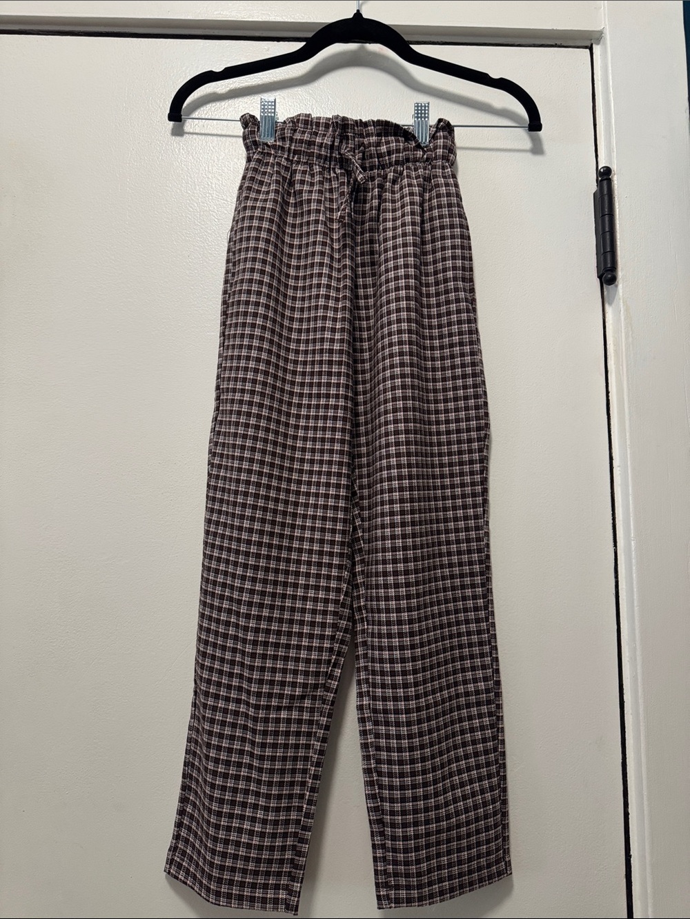 Kids Plaid Elastic-Waist Casual Pants in Brown